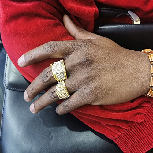 Besteel 5 Pcs Bling Pinky Ring for Men 18K Gold Plated Simulated Diamond Ring Hip Hop Iced Out Mens Gold Plated Simulate Ring4