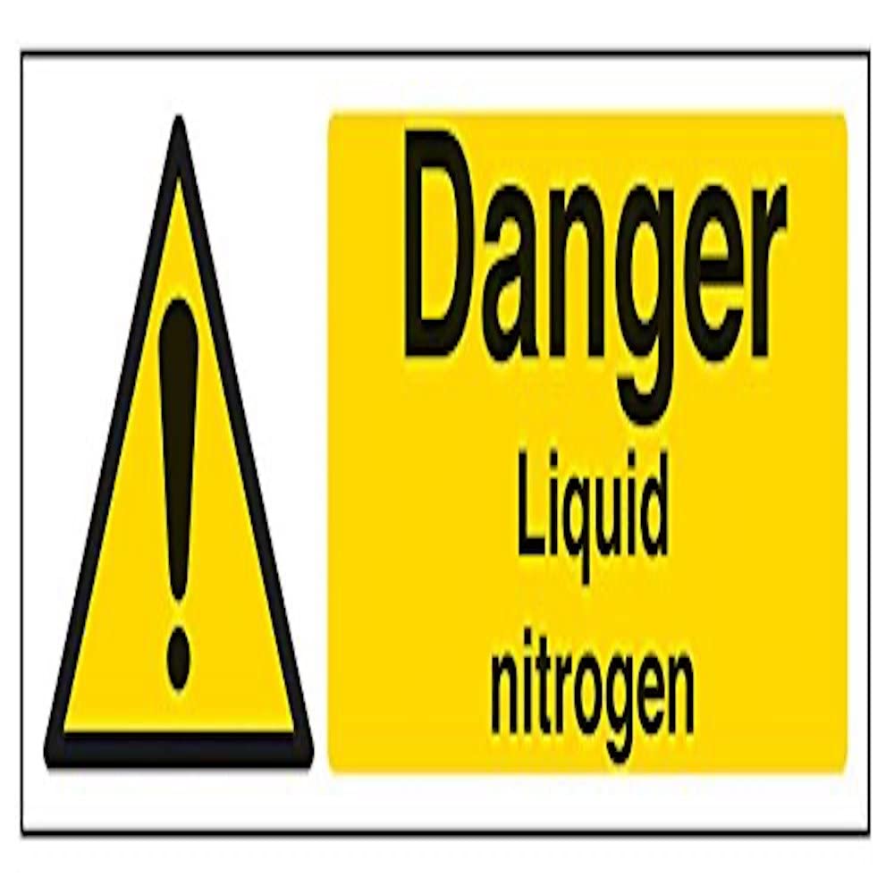 V Safety Danger Liquid Nitrogen Warning Sign - 300mm x 100mm - Self Adhesive Vinyl