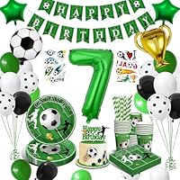 Set Decorazioni Compleanno Calcio 24 Pezzi | Palloncini Bianchi E Verdi Con Striscione | Festa A Tema Sportivo Per Bambini - 3