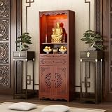 Bamboo Buddha Altar Table with Storage & Drawer, Large storage room
