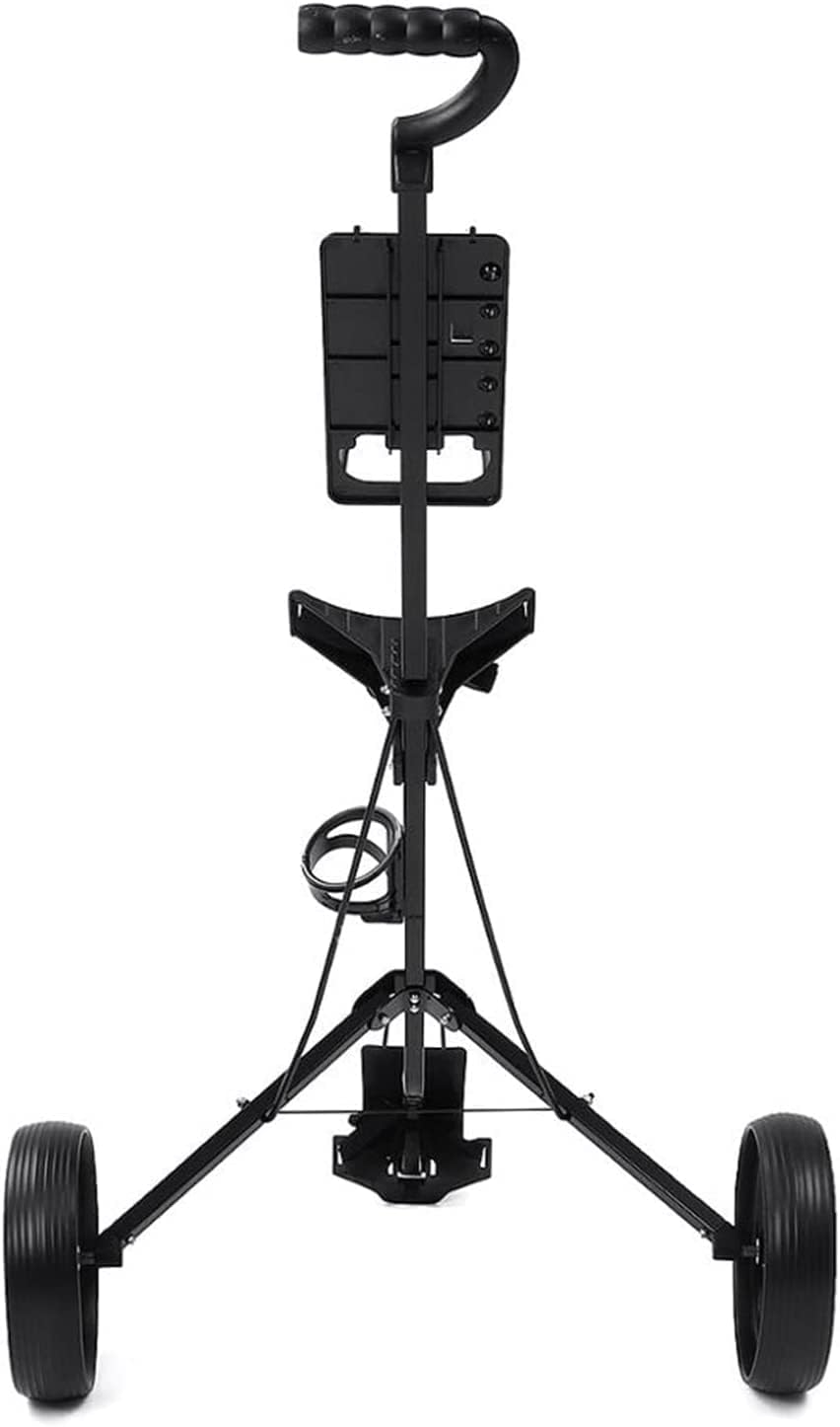 Folding Pull Push Golf Trolley Golf Pull Cart Iron Black Adjustable Golf Trolley Cart 2 Wheels Push Pull Golf Cart Aluminium Alloy Foldable Trolley with Brake (Color : 1)