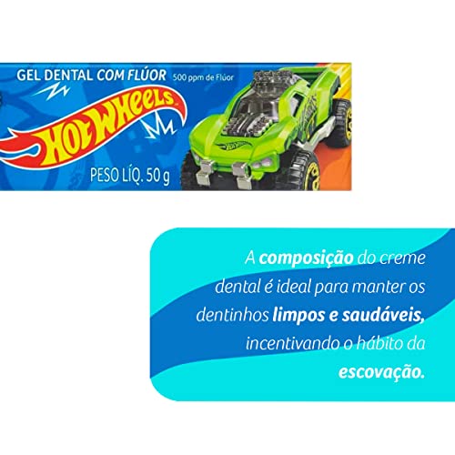 Condor, Creme Dental Infantil Kids, 2 a 5 anos, Hot Wheels, Com Flúor, Sabor Tutti Frutti, 50G