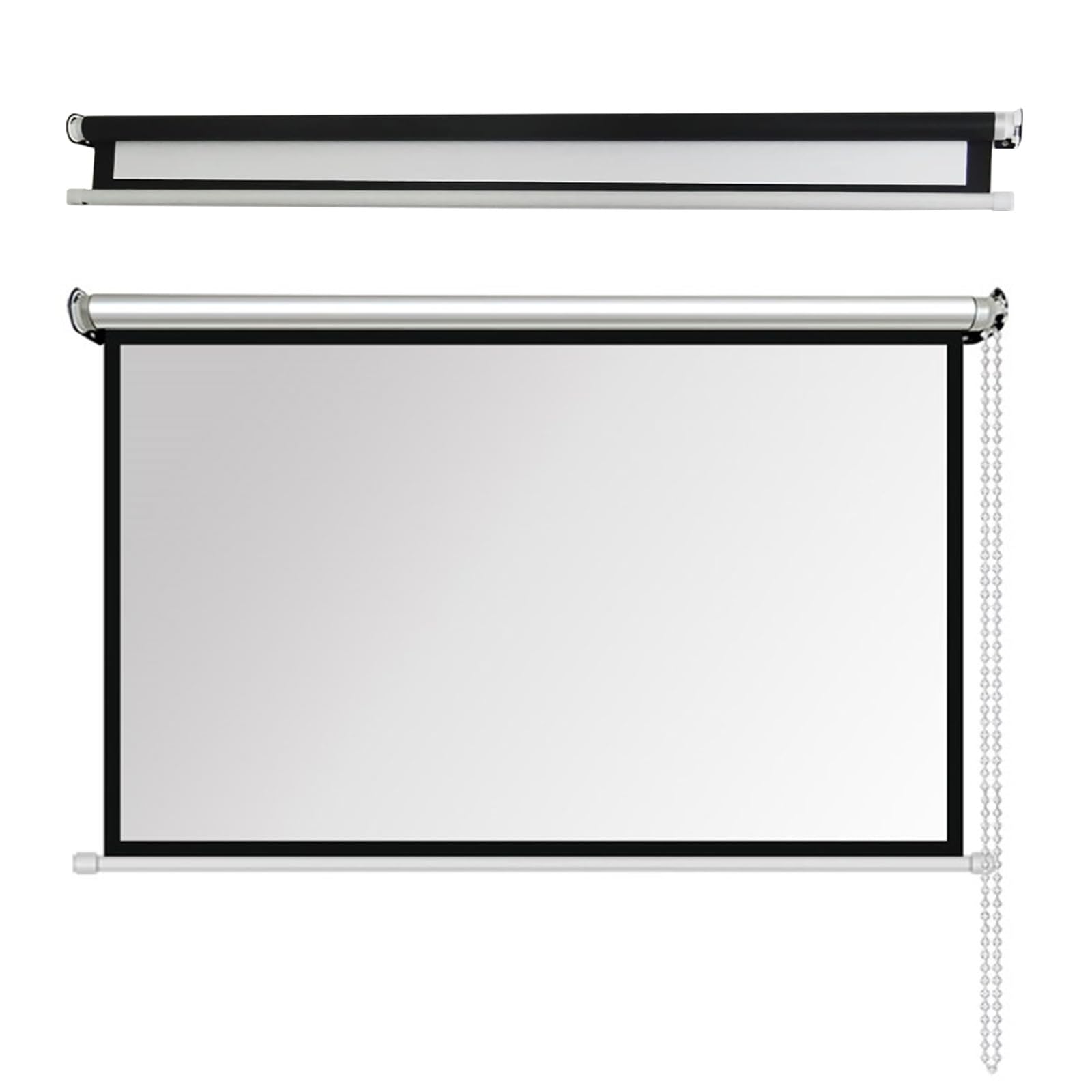 Ecran De Projection TV Et Home Cinema 60/72 Pouces, Toile Écran Videoprojecteur Enroulable Deroulant Manuel, 4k HD Ecran Videoprojecteur - Plafond/Mural, Formats 4:3/16:9, Vision 160º(4:3 60")