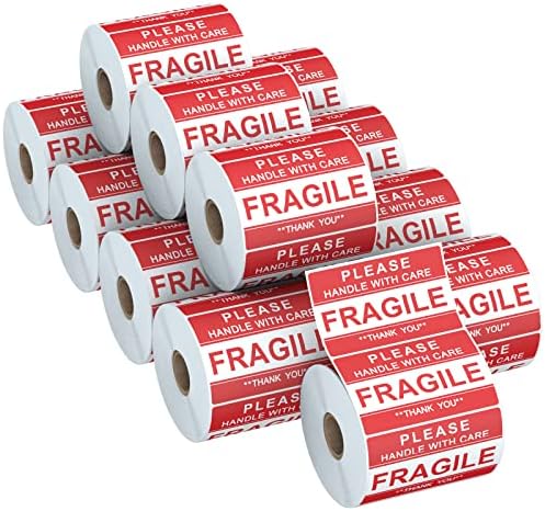 AveneMark 12 Rolls 3 x 2 inch Deal with with Care Fragile Thank You Warning Packing Delivery Label Stickers Everlasting Adhesive (6000 Labels) – Supreme for Fragile Delivery & Transferring