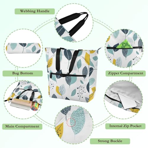 Kids Tote Bags for Kids Boys Girls, Modern Style Fresh Leaves Lightweight Heavy Duty Teacher Tote Bag Library Bag for School Work Travel Rainbow3