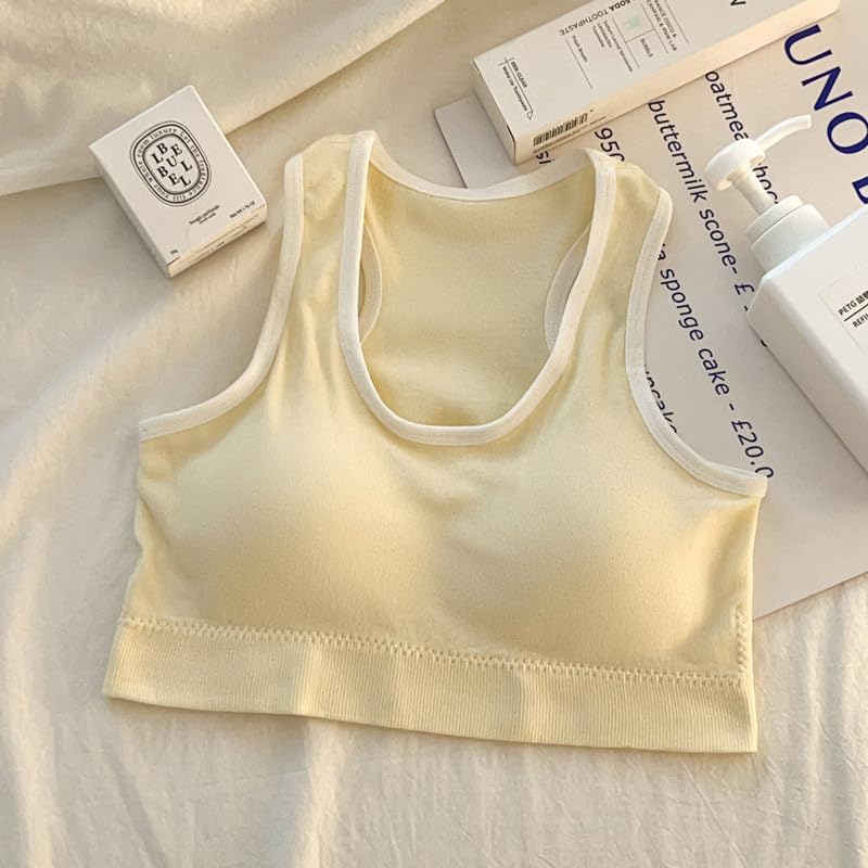 Image of Celary Girl's Sports Bra|Beginner Training Bra for Teens|Soft-Padded Wireless Seamless Crop Top|Teen Age Bra for Girls Age 12 to 17 Years|2 Piece Combo