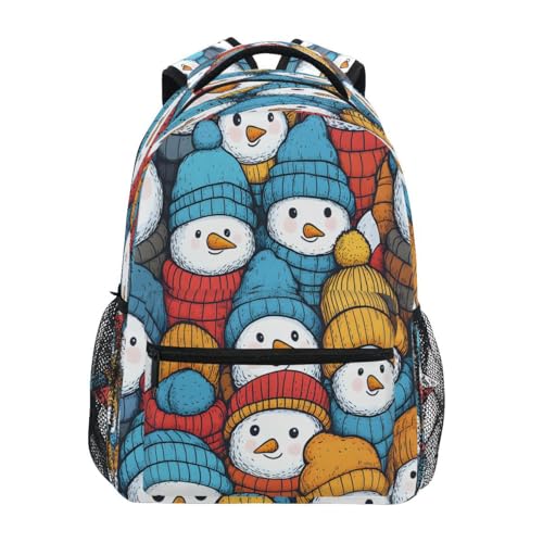 School Backpack Bookbags Travel Schoolbag Colorful Snowman Hat for Teens Girls Boys