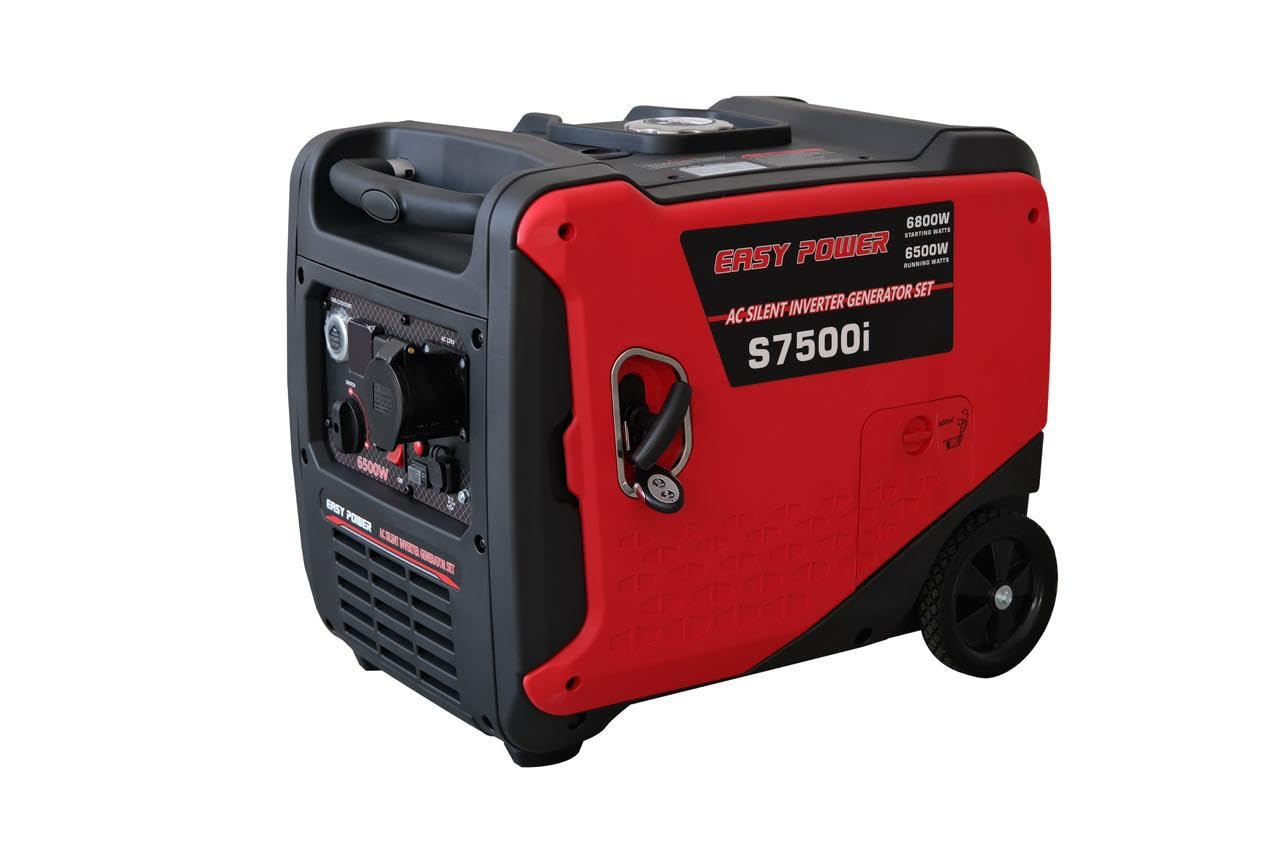 Easy Power S7500i Portable Inverter Generator, 6800W Peak/6500W Running, Silent AC Generator Set with Wheels Gasoline and Gas working