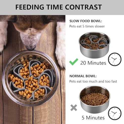 Hunde Langsamer Fressnapf, Anti Schling Napf Hund Silikon, Anti Schling Einsatz für Napf, Slow Feeder Hundenapf Einfügung, Reduzieren Übermäßiges Essen für Hunde und Katzen Schneidbar