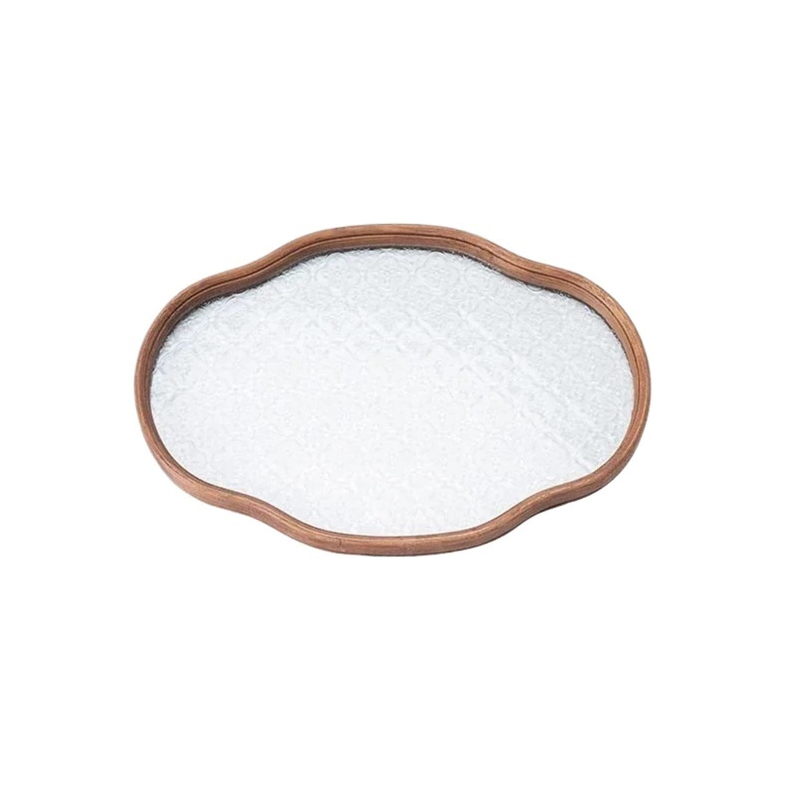 Bandeja de servicio vintage de vidrio, bandeja para servir té, bandeja para frutas, bandeja para pasteles, bandejas de almacenamiento de vidrio, contenedor de almacenamiento doméstico (32,5 x 25,5 x 2