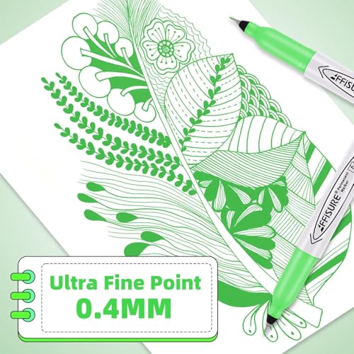 Image of Green Ultra Fine Point Permanent Markers, 20 Pack, 0.4 mm, Precision Extra Fine Tip for Detailed Writing, Art, Crafts & Labeling on Paper, Plastic, Glass, Metal, Waterproof, Fade-Resistant Ink