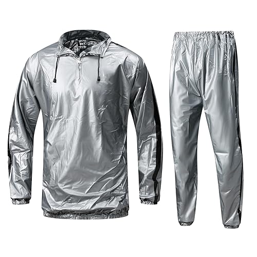 MulYeeh Sauna Suit Sweat Suit Gym Fitness Workout Anti-Rip Lightweight Upgrade Materials Plus Size...