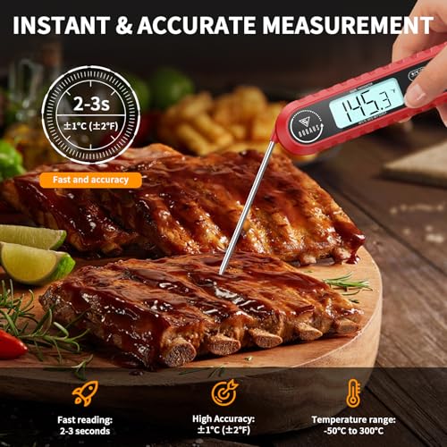 DOQAUS Meat Thermometer Digital with Dual Probe, Instant Read Food Thermometer for Cooking with Backlight and Alarm, 2s Fast Response, 40-inch Long Wired Probe for Oven BBQ Grill Smoker Candy