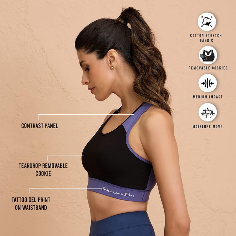 Image of NYKD (NYK904 Ultimate High Impact Non Wired & Padded Sports Bra for Women | Bounce Control with Quick Dry Formula & Multiway Straps | Ideal for Gym, Workout & Yoga