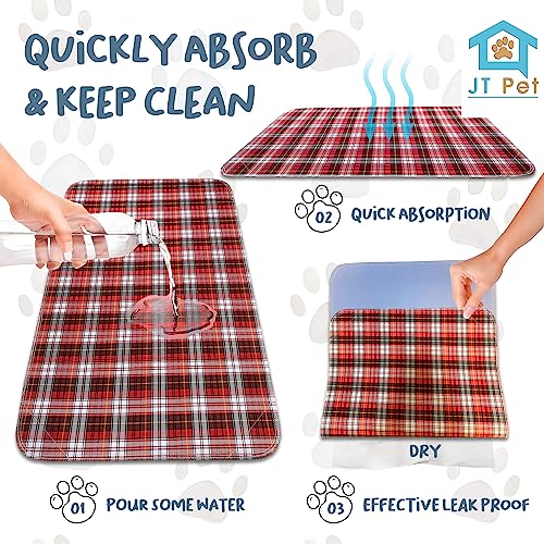 Image of Guinea Pig Cage Liner - Pack of 2 Washable Pee Pads for Dogs, Smooth Fleece Guinea Pig Bedding for Cage & Crates, Reusable & Waterproof Puppy Pee Pads - 47x24 Inches, Plaid