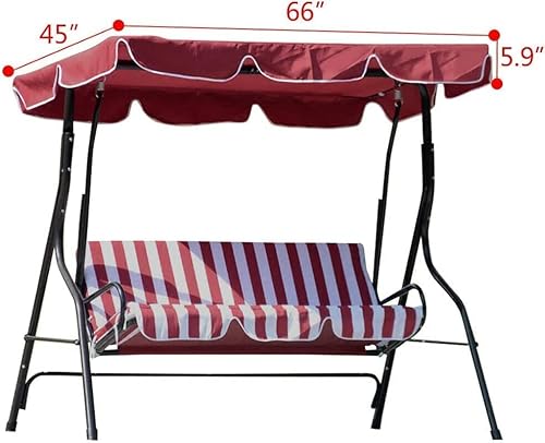 Oxherd Porch Swing Canopy, Replacement Waterproof Swing Top Cover, Garden Swing Seat Replacement Canopy Sun Shade Awning Cover Outdoor Patio Ham-Mock Swing Canopy (Red,77X43 Inch) #TOP1