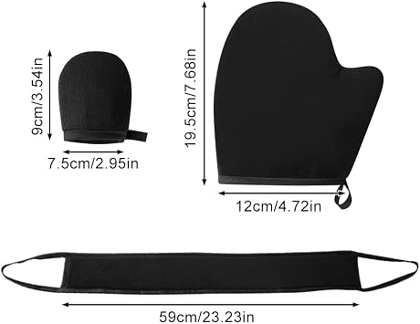 3 Pcs Self Tanning Mitt Set, Exfoliate Mitt, Back Tanner Applicator