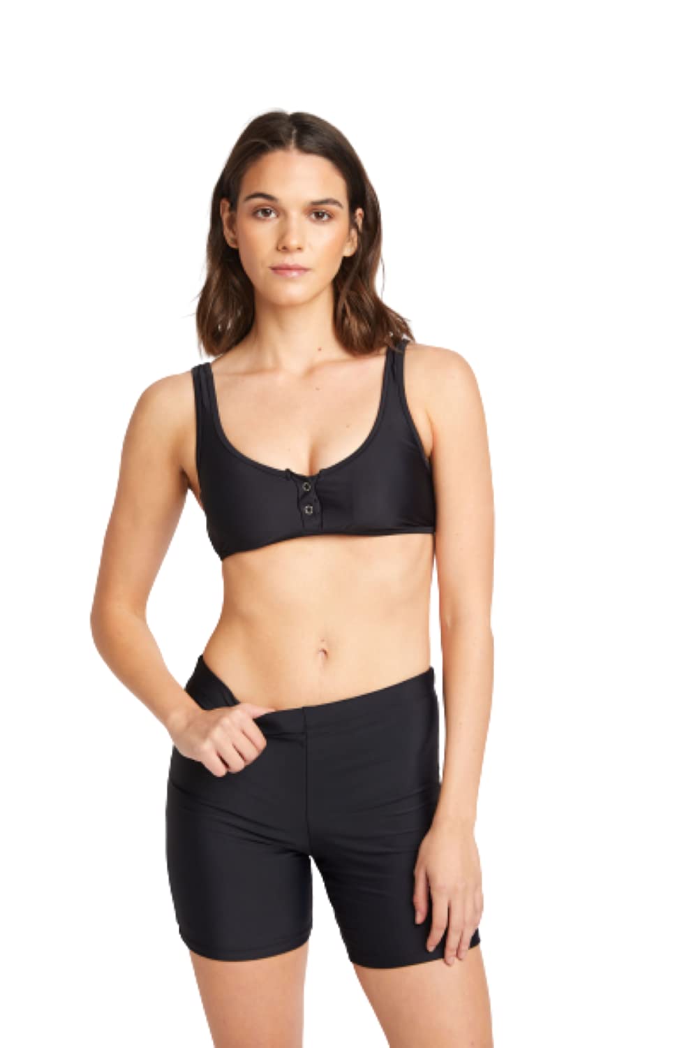 2 PC. Ladies Black Bike Short Swim Set (X-Large)