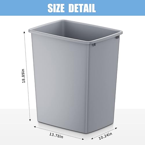 Miniatura 4 de ROOMTEC Basurero de cocina de 35 cuartos de galón, ligero y resistente, papelera delgada, papelera para oficina, espacio de trabajo, cocina, baño,