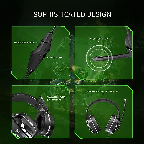 Kikc PS4 Gaming Headset with Mic for Xbox One, PS5, PC, Mobile Phone and Notebook, Controllable Volume Gaming Headphones with Soft Earmuffs for Kid (white) - Thumbnail 7