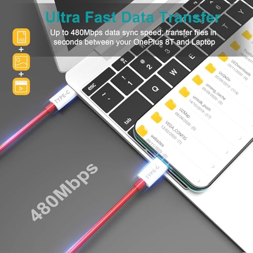 Image of Oneplus Original Fast 30W USB Type C Data Sync Fast Charging Charger Cable for One Plus 12,12r,11,11r,10r,10t,10,10 pro,9 Pro,8,8T,7t,7t Pro,6,Nord,4,3,2t,Ce2 Lite,Ce3 lite, 80Watt Quick Charge, Red