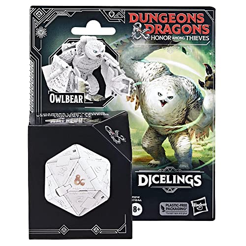 Dungeons & Dragons Honor Among Thieves D&D Dicelings White Owlbear Collectible D&D Monster Dice Converting Giant d20 Action Figures Role Playing Dice