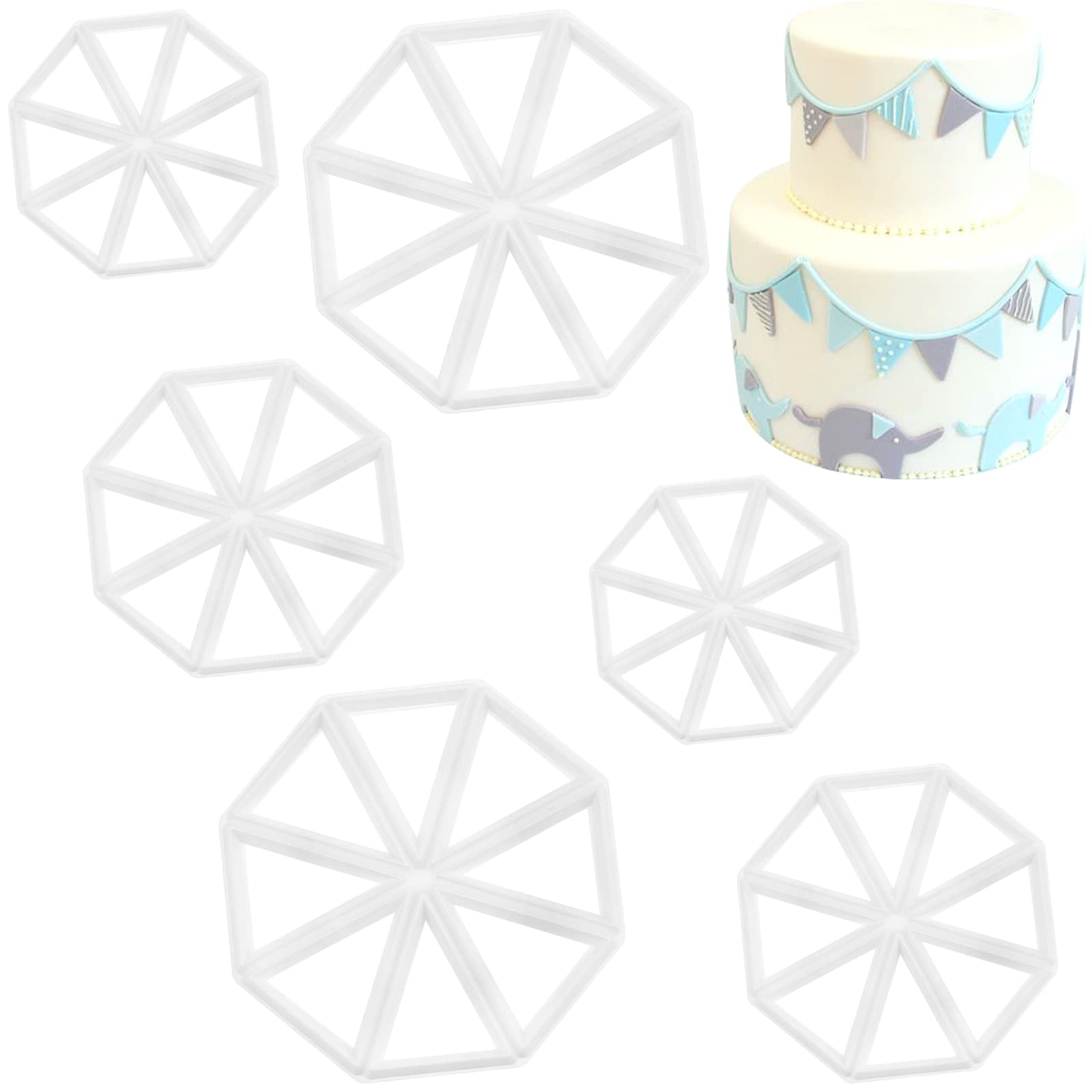 DonLeeving Cake Bunting Cutters, 6 Pcs/2 Set Bunting Flag Cutters Cake Decorating Mold Chocolate Fondant Mould DIY Tool molding Fondant Decorate Tools