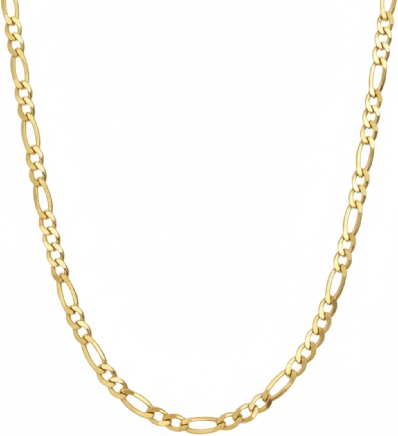 14K Solid Yellow Gold Figaro Chain for Men Women Diamond Cut 2mm (1.6gm to 1.88gm), 3.5mm (3.5gm to 4.5gm) & 6.5mm (10.5gm to 14gm) with Lobster Claw Clasp Jewelry