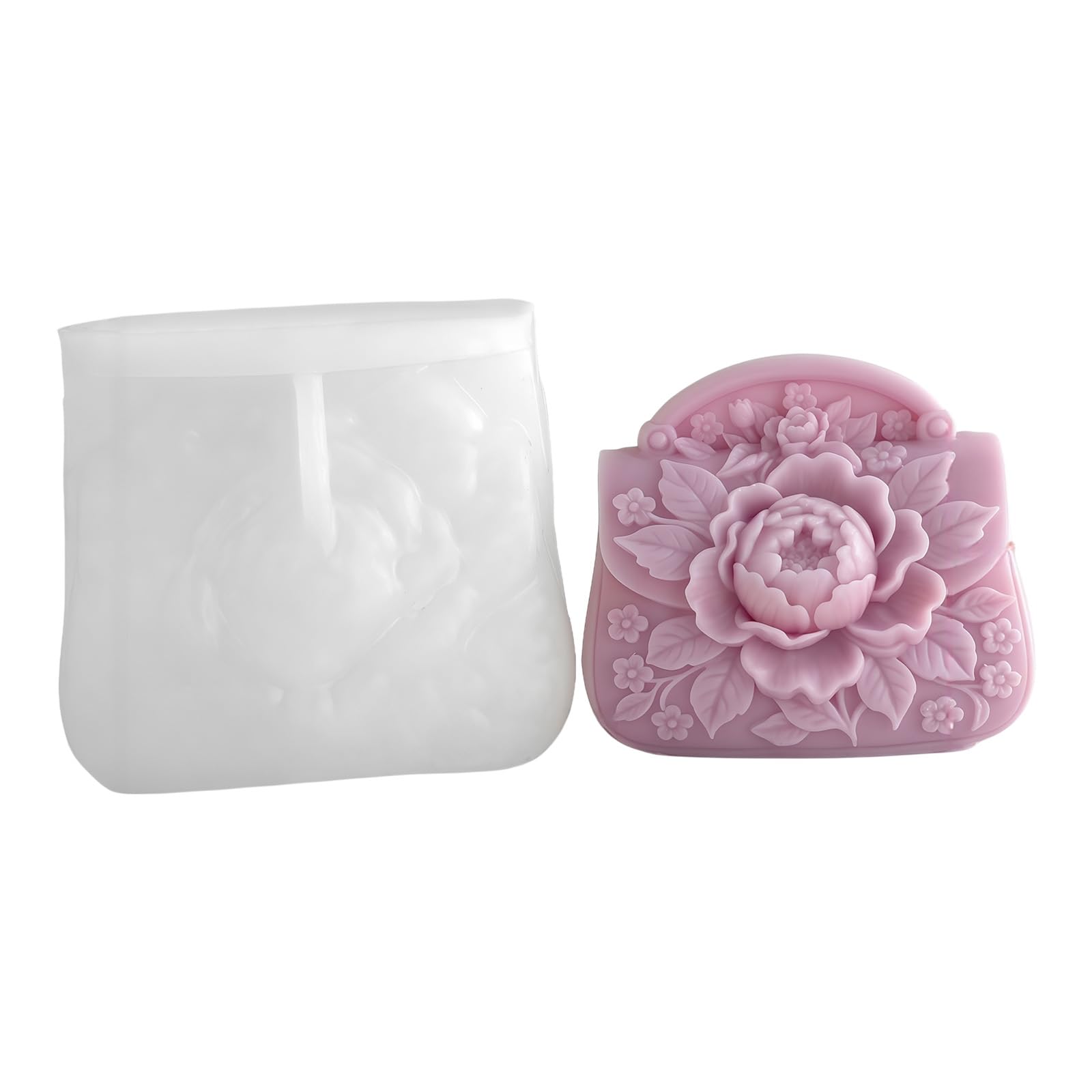 Tsophreniq Bag Shape Silicone Molds Flower Purse Silicone Molds for Soap Gypsum Decoration Resin Art Bag Soap Cast