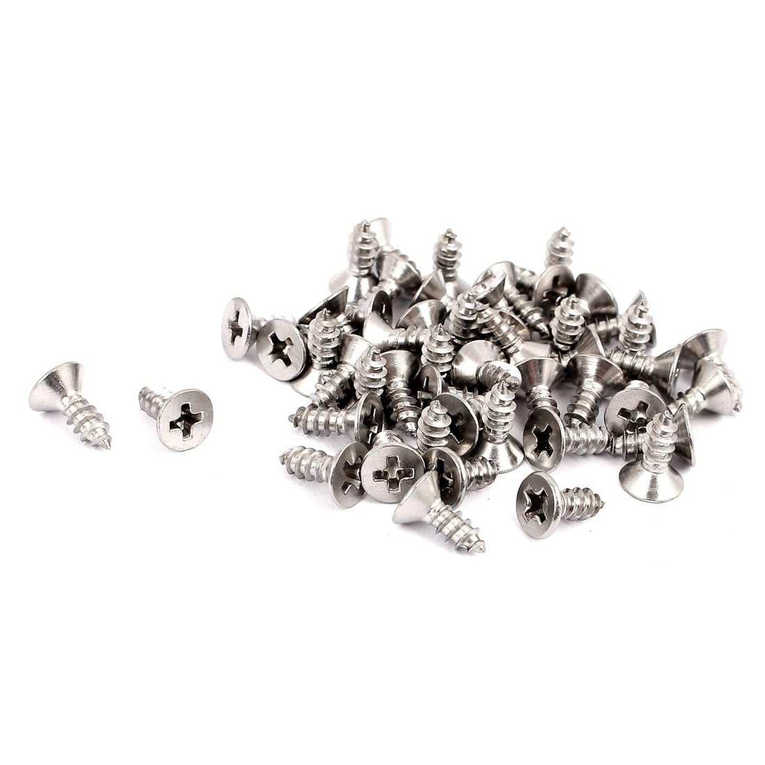 TA-VIGOR 50Pcs Self Tapping Screws, M3.5 Phillips Flat Head Screw, 9.5mm Countersunk Cross Head Tapping Screws, Stainless Steel Machine Wood Fasteners Bolts for Wood, Drywall, Furniture, Repairing — image 1