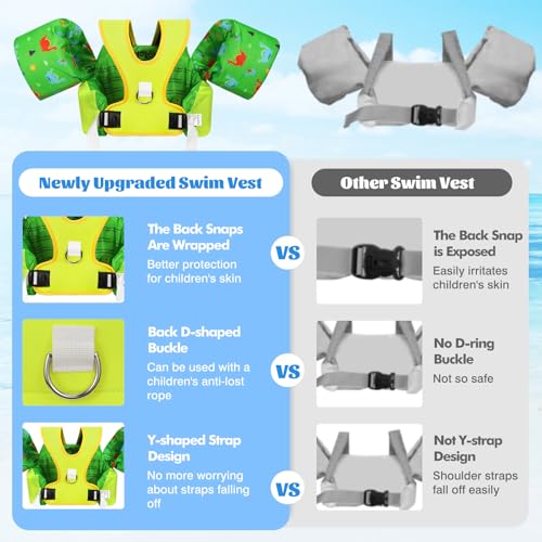 Image of Moko Swim Arm Band for Kids 20-30-40-50lbs, Clearance Toddler Swim Vest Cute Cartoon Swimming Wings Pool Floats Sleeve Children Water Sports Learning Swim Training Equipment, Yellow & Green