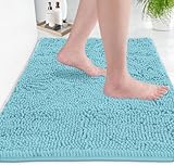 Ultra Soft Texture Chenille Plush Bath Rugs Floor Mats, Bath Rug Non Slip Microfiber Door Mat for Kitchen/Entryway/Living Room (30 x 20 inches, Spa Blue)