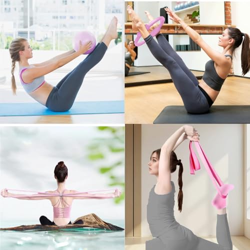 Pilates Kit for Home Workouts, Pilates Essential Kit 12-Piece -Home Pilates Workout Kit for Women with 12.6”Magic Circle, 9.8” Yoga Ball & 6 Resistance Bands for Stretching at Home Gym & Studio - image 6