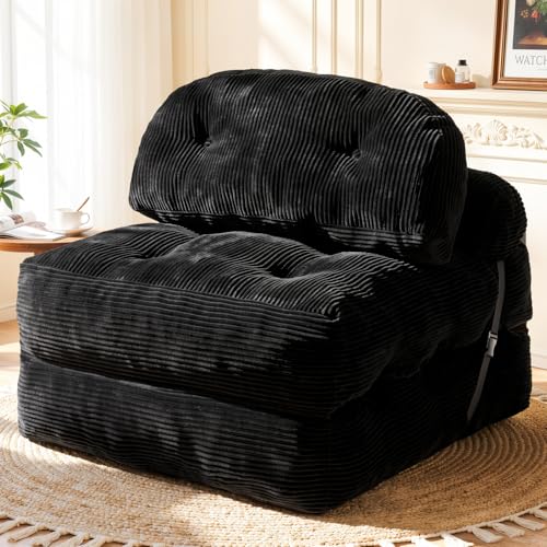 Image of Folding Sofa Bed, Convertible Sleeper Chair with Back Support and Pillow