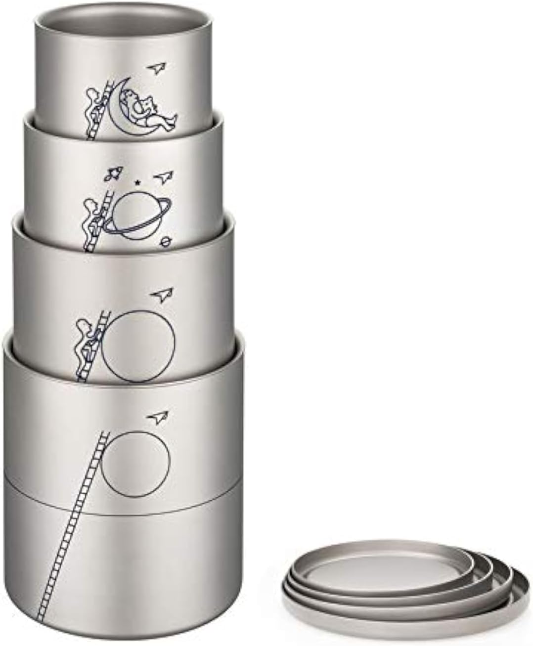 KEITH TITANIUM Ti3502 Jonathan Calugi Collectible Nesting 4-Piece Double-Wall Mug Set - Exclusive and Limited