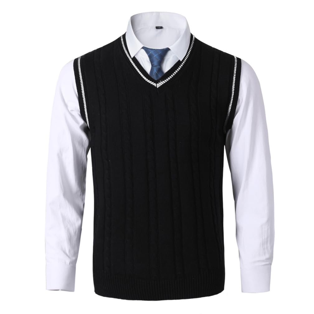 Herren Strick Pullunder V-Ausschnitt, Jacquard Strickweste, Strickpulli Herren Ärmellos