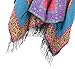 Urban CoCo Women's Fashionable Retro Style Vintage Pattern Tassel Poncho Shawl Cape (series 2-Blue)