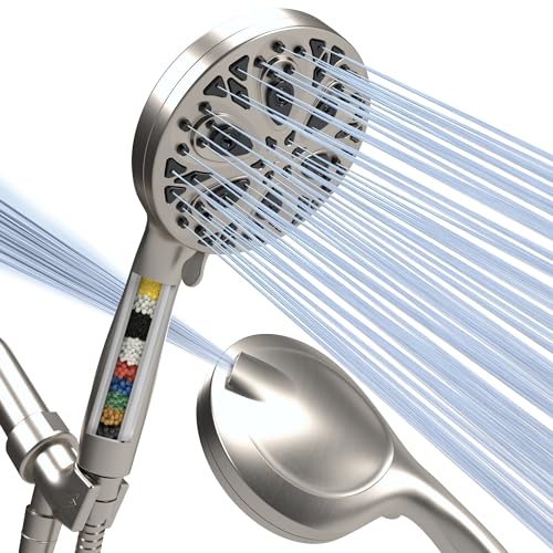 SparkPod 6 Spray Setting High Pressure Hand Held Shower Head - 6" Wide Angle Handheld Shower Head Set with Brass Swivel Ball Bracket and 70 Inch Long Hose - Luxury Design (Luxury Polished Ch