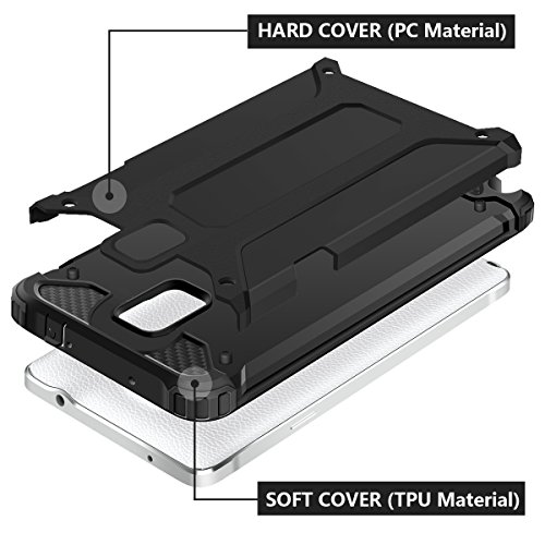 Wollony Galaxy Note 3 Case, Rugged Hybrid Dual Layer Hard Shell Armor Protective Back Case Shockproof Cover For Galaxy Note 3 Case - Slim Fit - Heavy Duty - Impact Resistant Bumper(Black) #TOP2