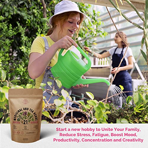 21 Medicinal & Tea Herb Seeds Variety Pack For Planting Indoor & Outdoors. 4600+ Non-Gmo Heirloom Herbal Garden Seeds: Anise, Bergamot, Borage, Cilantro, Chamomile, Dandelion, Rosemary Seeds & More #TOP6