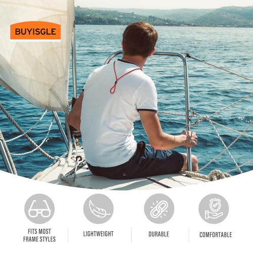 Buyisgle Eye Glasses Holder Strap - Sunglasses Straps Cords for Men Women Kids - Eyeglass Holders Around Neck - Eyewear String Lanyard Retainer - Red