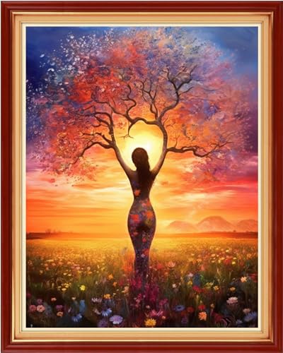 Image of Dooxvey Cross Stitch Kits for Adults Stamped Full Range of Embroidery Starter Kits for Beginners 11CT Printed Cross Stitch Patterns Needlepoint Kits Stamped Crossstitching-Abstract Girl 16x20 inch