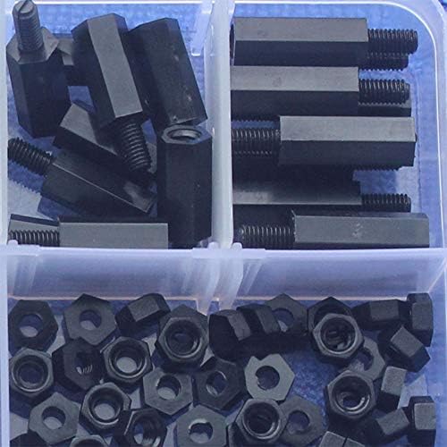 Black Nylon Hex Stud Hex Isolation Column Screw Nut Accessory 1packing