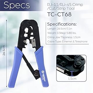 TRENDnet, TC-CT68, Pinza Crimpatrice Professionale, Per qualsiasi cavo Ethernet o telefonico, taglierina e spelafili integrati