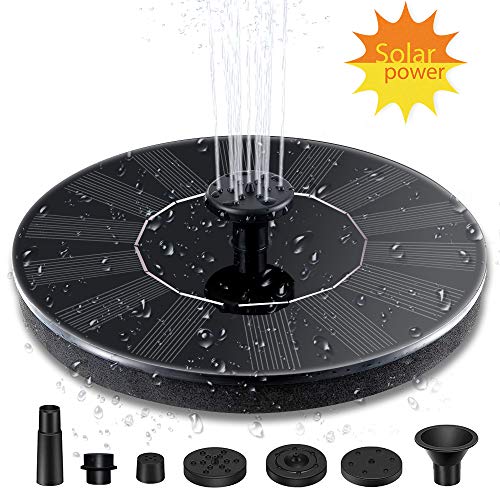 GLOUE Solar Fountain,Solar Fountain Pump for Bird Bath with 4 Nozzle, Free Standing Floating Solar Powered Water Fountain Pump for Bird Bath, Garden, Pond, Pool, Outdoor