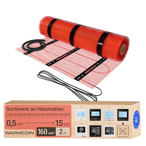 WARMCOIN Elektrische Fußbodenheizung [160W/m] (0.5m x 4m= 2 0m) - Bodenheizung Elektrisch geeignet für Laminat Fliesen & mehr - Elektro Fussbodenheizung - Elektrische Heizmatte Fußboden