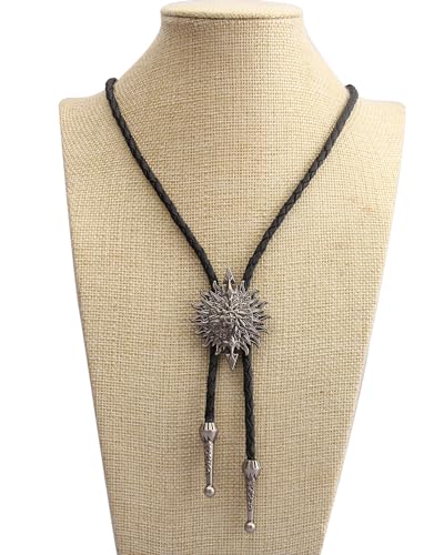Image of Jeilwiy Bolo Tie for Men Western Cowboy Tie Necklace Gold Bolo Tie Leather Necktie Halloween Tie Accessories for Women