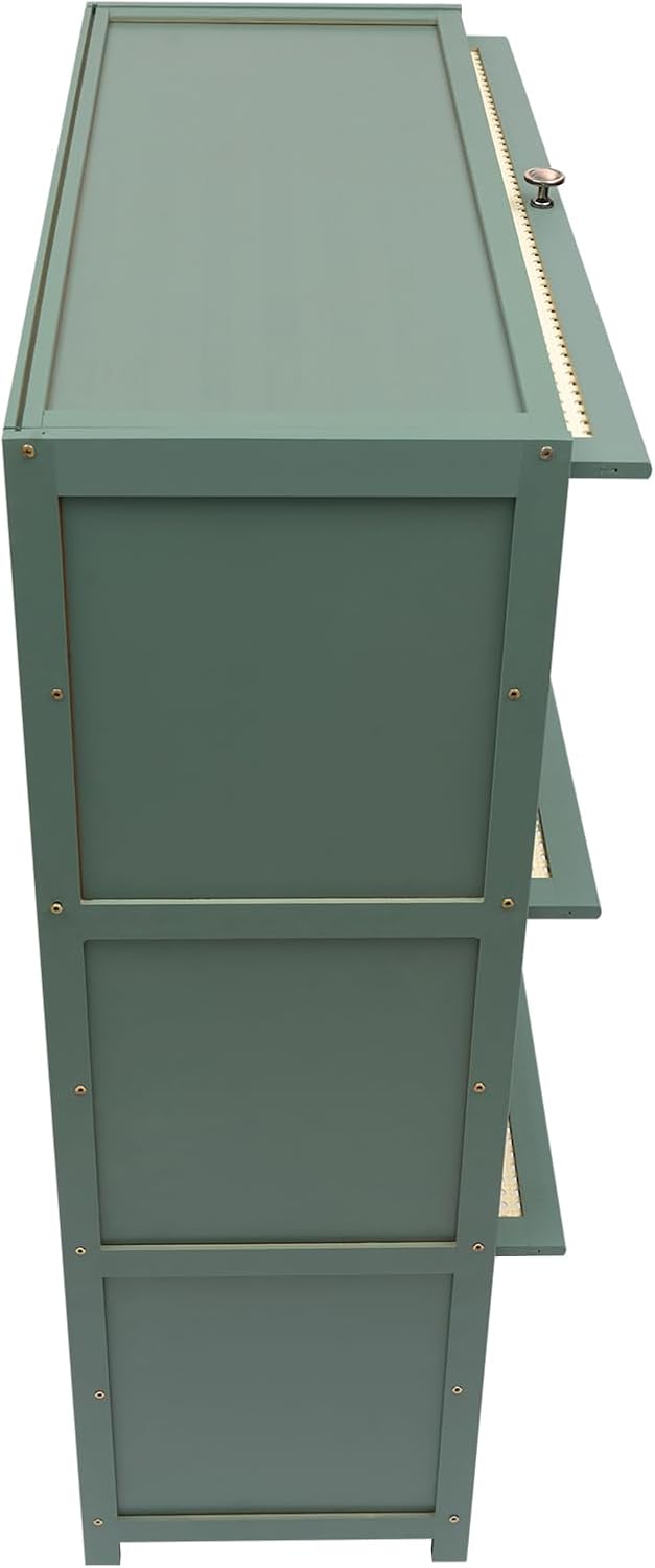 7-Tier Shoe Cabinet, Bamboo Shoe Storage Cabinet Shoe Organizer Cabinet with 3 Doors and 3 Plastic Handles, Freestanding Shoe Rack Cabinet for Residential Use, 31.5 * 12.6 * 41.7in