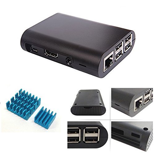 Rydges Pro Case for Raspberry Pi (03/2016) Including 2 Blue Edition Heat Sinks for CPU and RAM