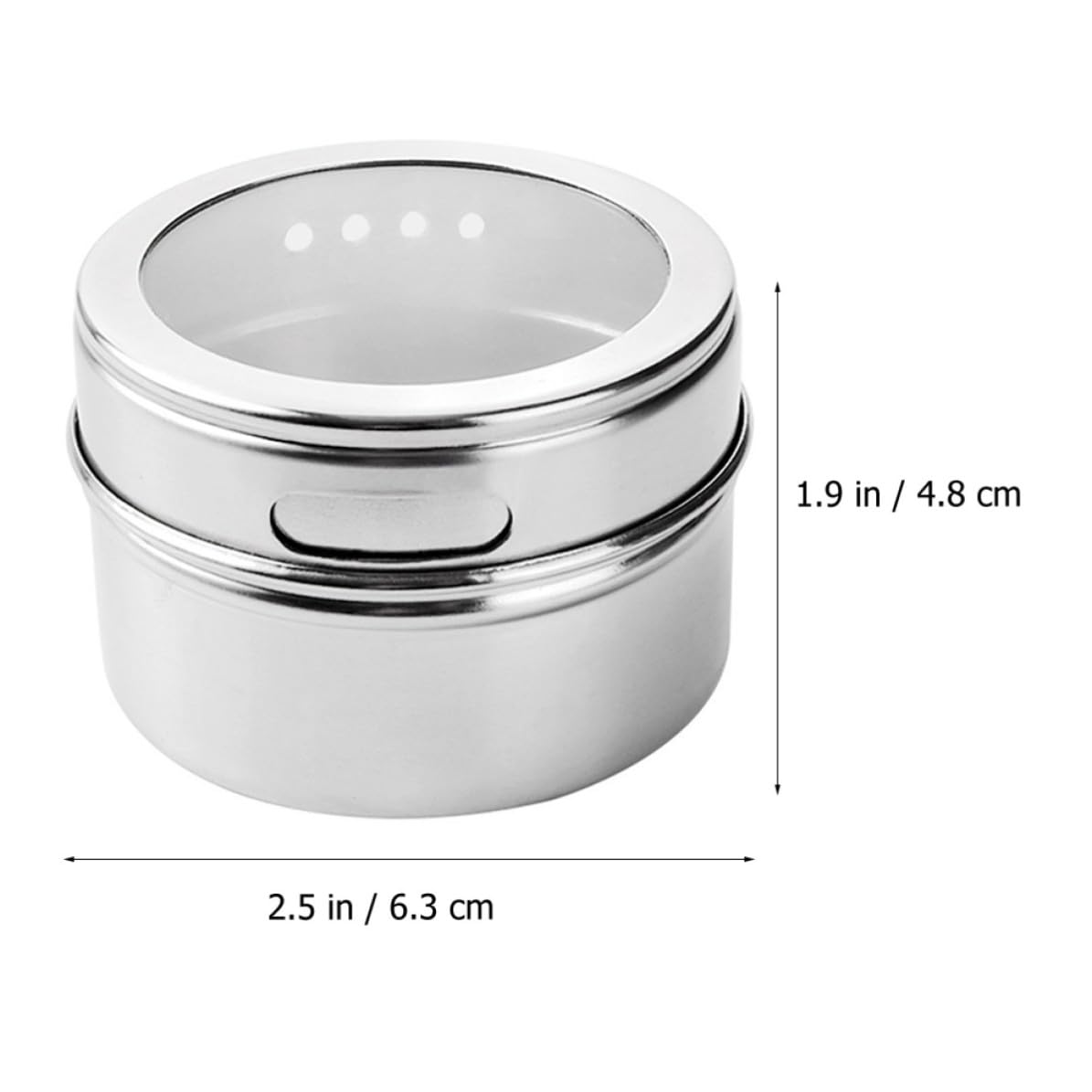 Boîte à Épices Argenté avec Couvercle Transparent en Acier Inoxydable Magnétique et Double Tamis, Lot de 8 Pièces avec Rangement Suspendu Pratique Cuisine